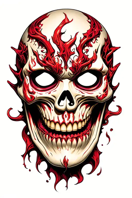 evil mask and smiling skull tattoo design idea