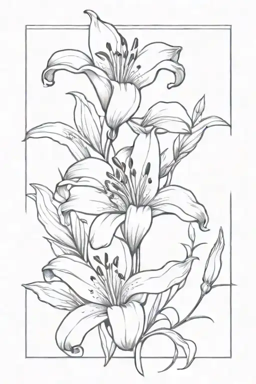 lily flower and fluer de lis tattoo design idea