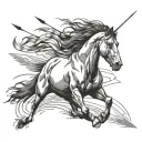 Wild horse running in field with crossed arrows behind it  tattoo design idea
