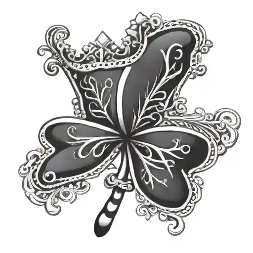 crown hanging of a shamrock tattoo design idea