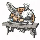 chef knife and keyboard transforming tattoo design idea