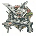 chef knife and keyboard transforming tattoo design idea