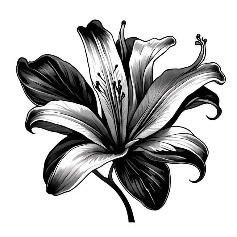 Tiger lily with stem tattoo design idea