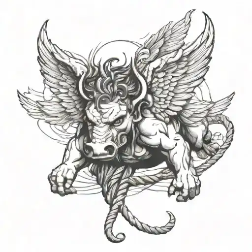 an angel hog tied together with rope tattoo design idea