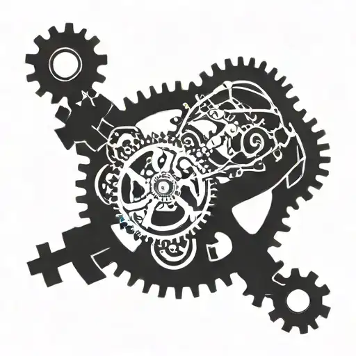 Quantum mechanics equations intertwined with bike gears tattoo design idea