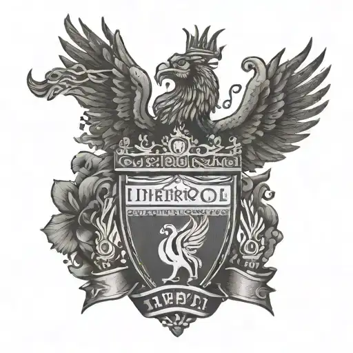 A dotwork design of the Liverpool FC logo intertwined with religious symbols, showcasing the client's dual passion for the team and their faith tattoo design idea