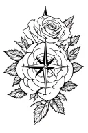 3 roses and compass rose growing tattoo design idea