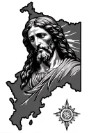 Jesus ministry map outline tattoo design idea
