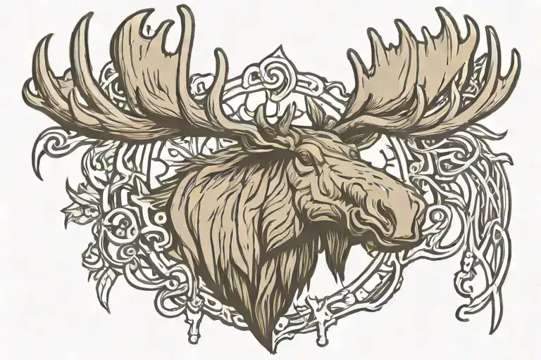 moose antlers tattoo design idea
