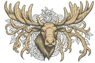 moose antlers tattoo design idea
