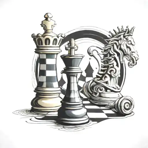Chess tattoo, based on the black queen that transmits mystery and intelligent play. tattoo design idea