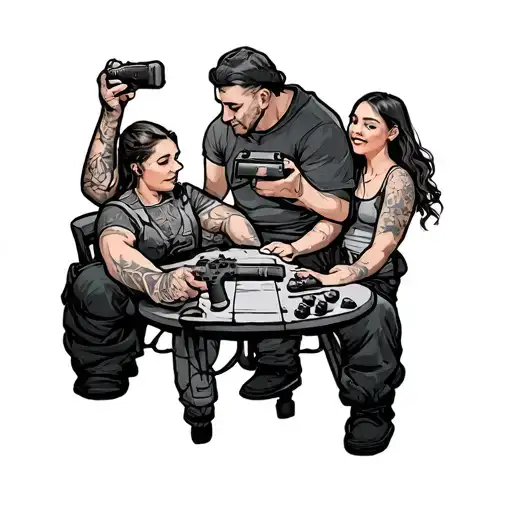 Games, friends, family tattoo design idea
