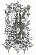 borderlands x kingdom hearts surrounded tattoo design idea