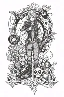 borderlands x kingdom hearts surrounded tattoo design idea