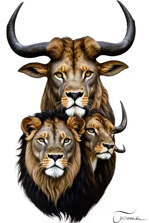 Leo and Taurus together tattoo design idea