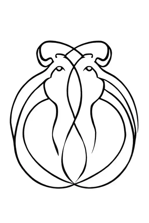 Taurus and leo zodiac sign intertwined within tattoo design idea