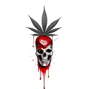 composition,marijuana leaves in the background,dripping blood tattoo design idea