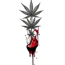 composition,marijuana leaves in the background,dripping blood tattoo design idea