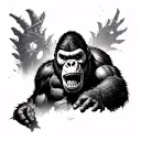 King Kong with broken Jason mask tattoo design idea