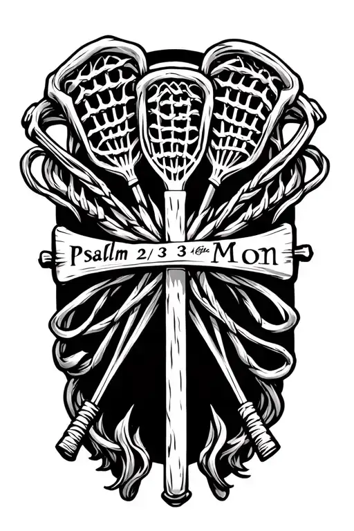 psalm 23 cross mom lacrosse stick intertwined tattoo design idea
