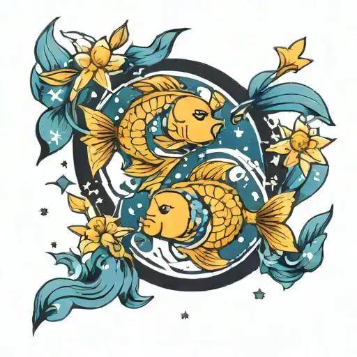 Pisces and aquarius constellation tattoo design idea