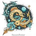 Pisces and aquarius constellation tattoo design idea