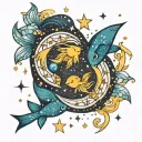 Pisces and aquarius constellation tattoo design idea