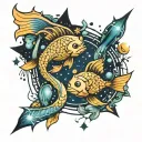 Pisces and aquarius constellation tattoo design idea