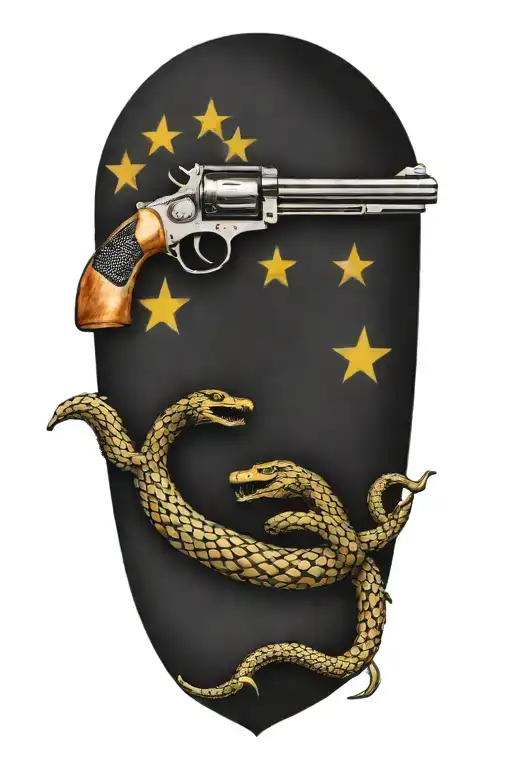 gadsden flag with guns tattoo design idea