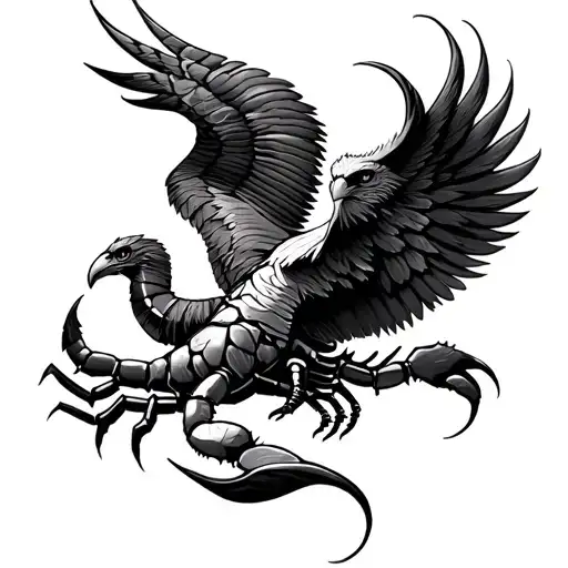 Scorpion Eagle Phoenix tattoo design idea
