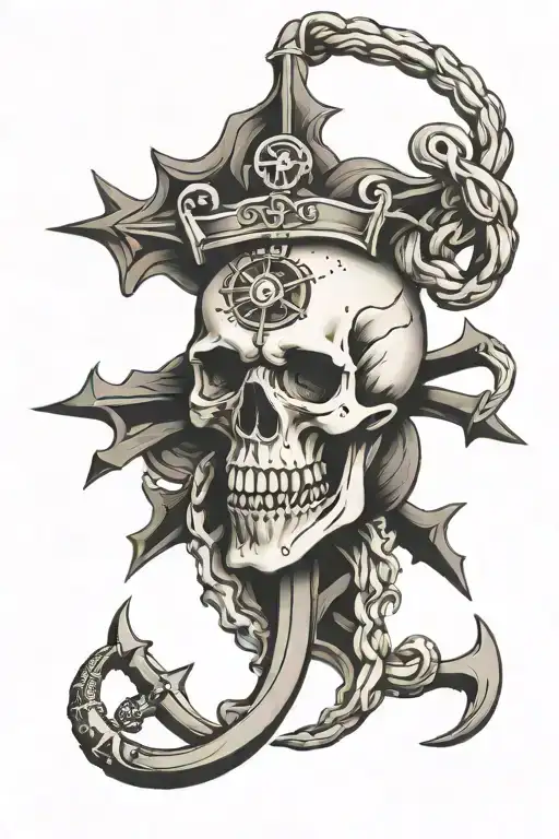 anchor kraken skull inside tattoo design idea