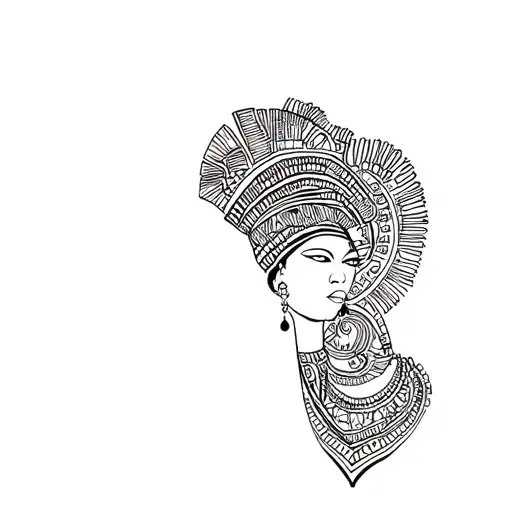 tattoo stencil depicting an african queen tattoo design idea