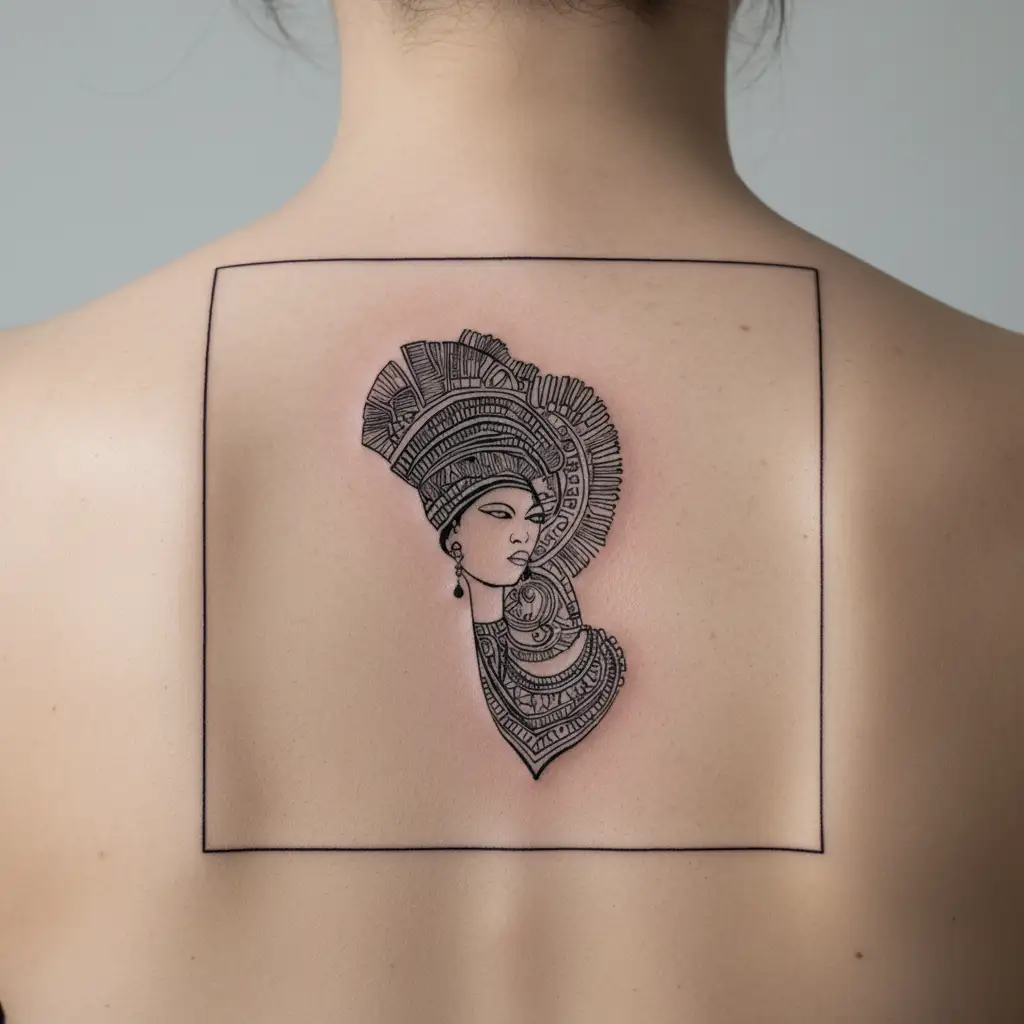 tattoo stencil depicting an african queen tattoo design idea