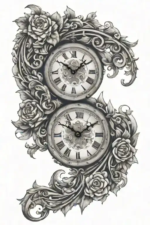 clock, samurie, shading tattoo design idea
