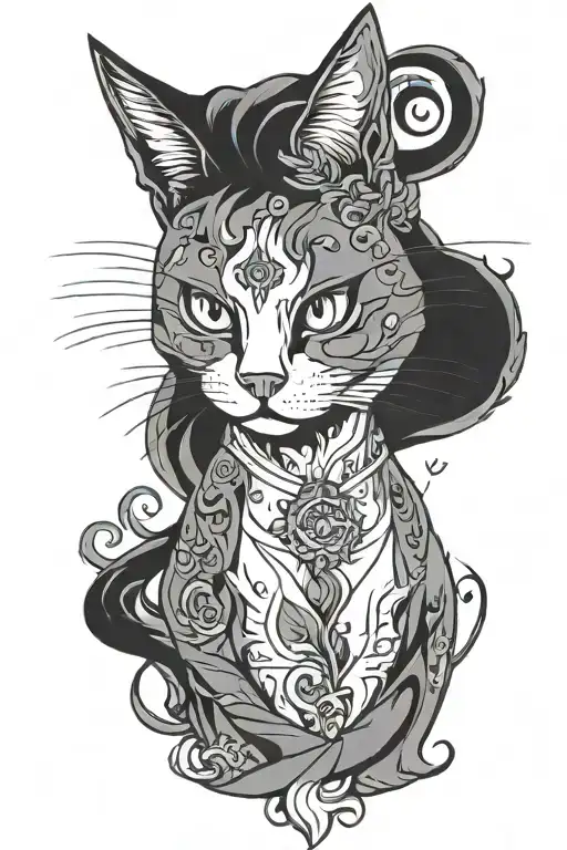 ghost cat tattoo design idea