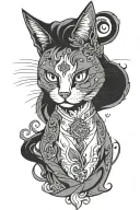 ghost cat tattoo design idea