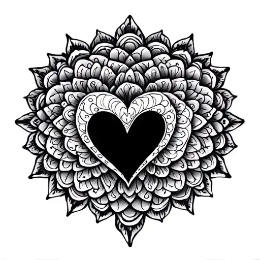 Heart Mandala with patterns incorporated tattoo design idea