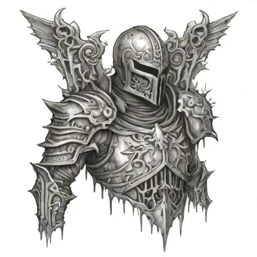 decayed armour corpse tattoo design idea