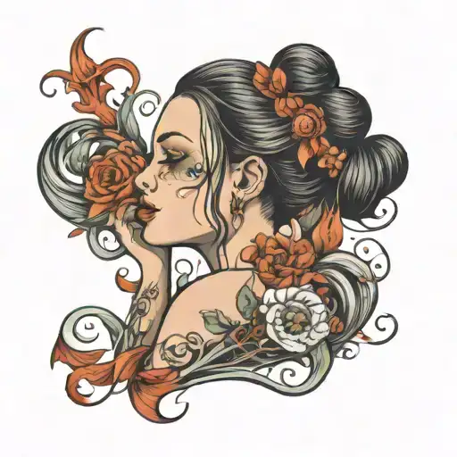 girl snorting soul leaving the body made tattoo design idea