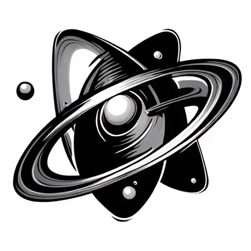 spinning top orbiting atom symbol tattoo design idea