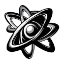 spinning top orbiting atom symbol tattoo design idea