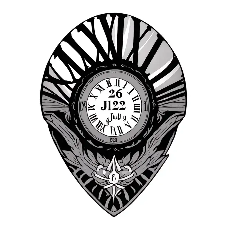 Roman numerals representing important dates: May 26, 2019, July 21, 2021, July 9, 2024 (in linear format) tattoo design idea