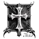 cross and Mark 10:9 with Roman numeral date 8/19/2016 under it tattoo design idea