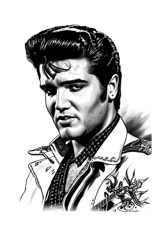Elvis Presley and xrp cryto tattoo design idea