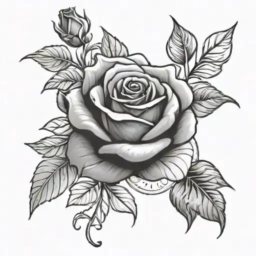 beauty and the beasty rose in between belle and beast tattoo design idea