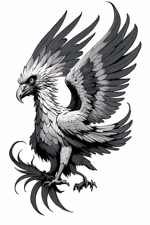 male phoenix with outstretched wings tattoo design idea