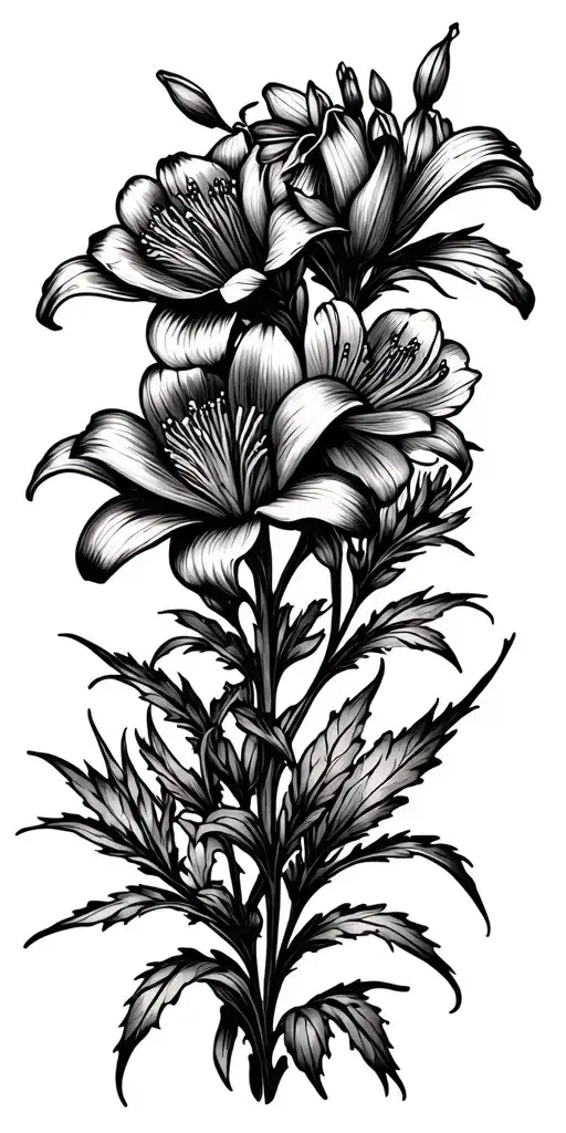wood lilies, sweet grass plants, wild prairie roses tattoo design idea