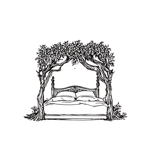 wedding bed carved into olive tree tattoo design idea