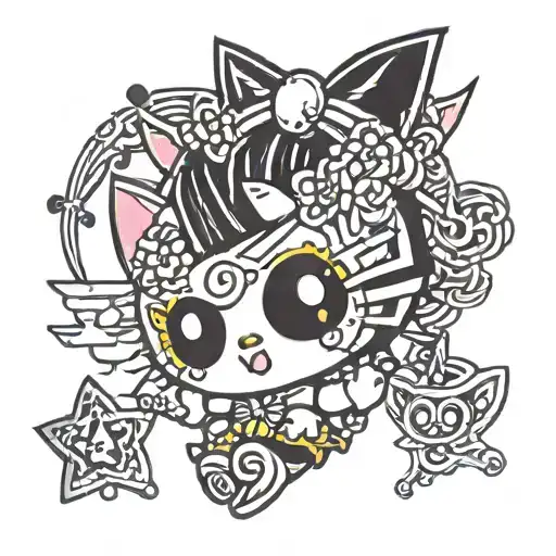 kuromi hello kitty tattoo design idea