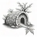 empty tomb tattoo design idea